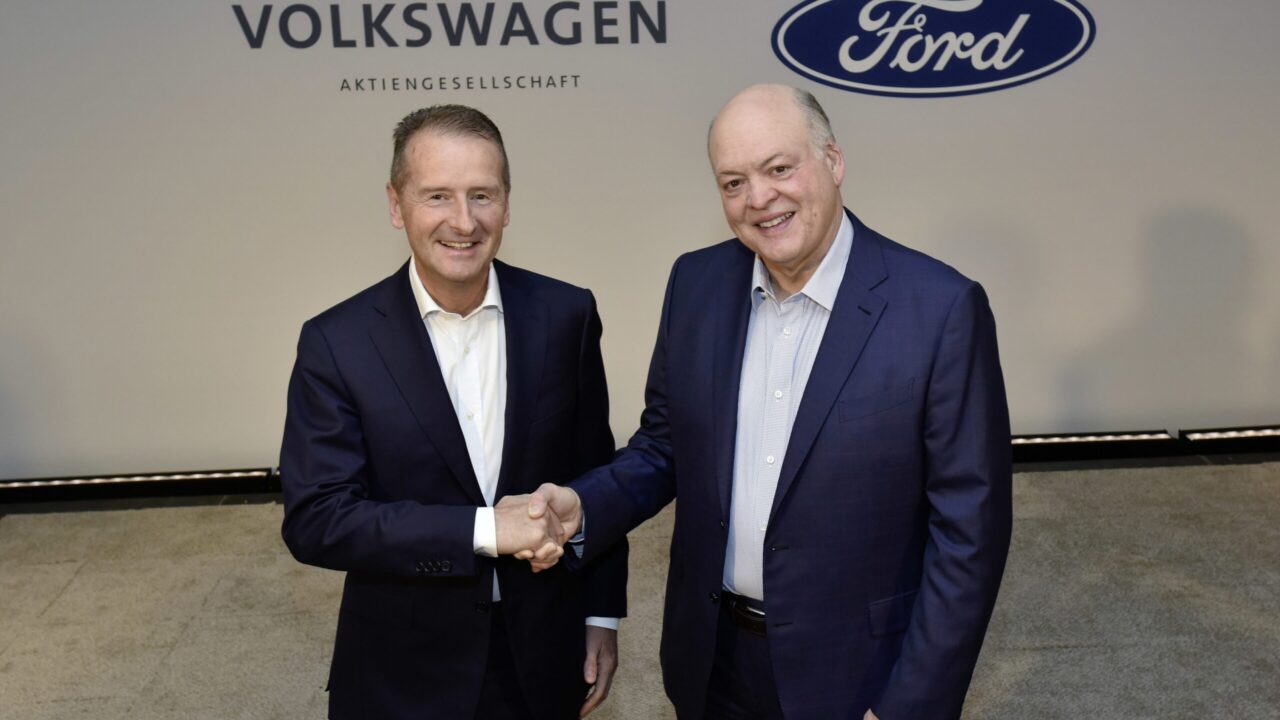 Volkswagen CEO Dr. Herbert Diess and Ford President and CEO Jim Hackett.